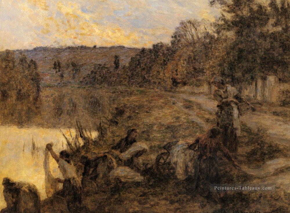 Laveuses Au Soir scènes rurales paysan Léon Augustin Lhermitte Peintures à l'huile